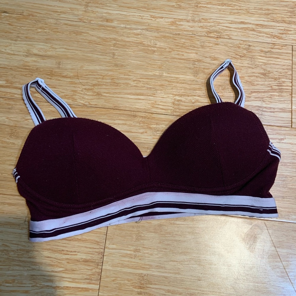 maroon long line push up bra